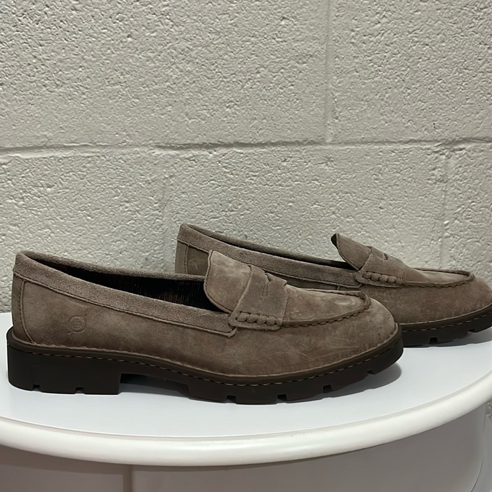 Elegant Taupe Suede Loafers for Women